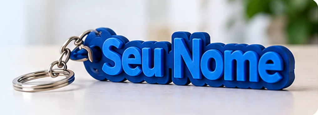 Chaveiro personalizado com nome em azul